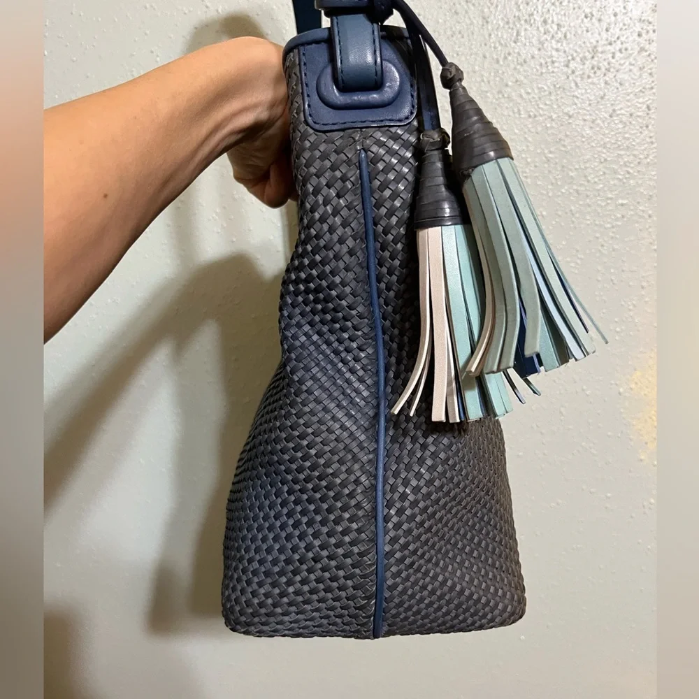 Nwot Blue Tory Burch Thea Woven Hobo Bag - Picture 7 of 13